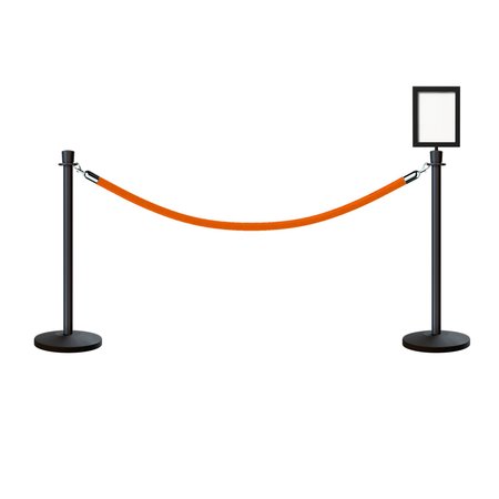 MONTOUR LINE Stanchion Post and Rope Kit Black, 2CrownTop 1Gold Rope 8.5x11V Sign C-Kit-1-BK-CN-1-Tapped-1-8511-V-1-PVR-GD-PS